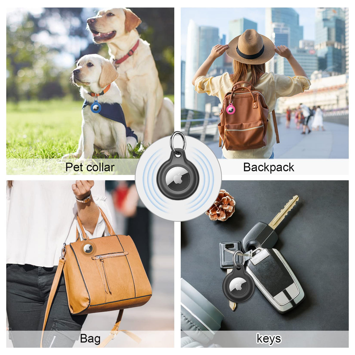 SUPFINE attached to a dog collar showing secure fit and pet-tracking convenience