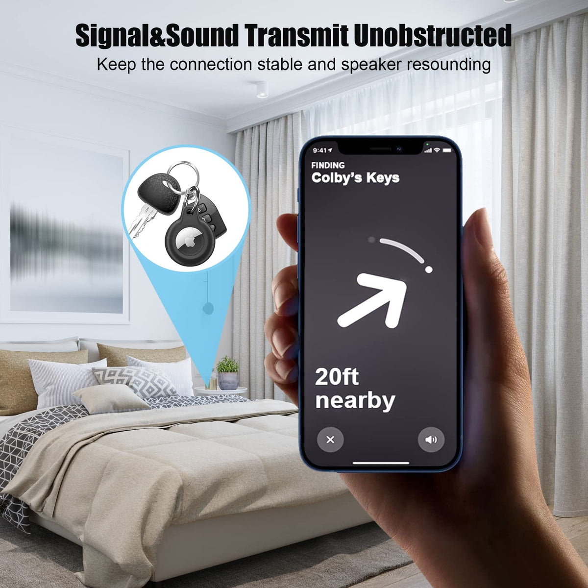 SUPFINE holder clipped to suitcase zipper showing travel-ready tracking peace of mind