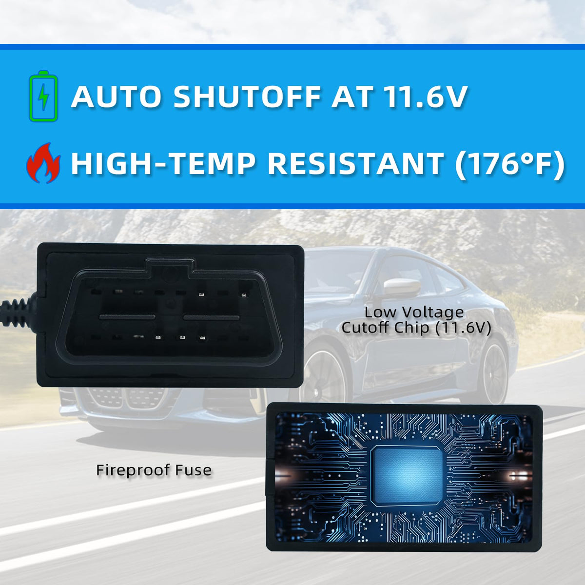 Suplogico dashcam power cord connected to ignition/ACC for ready-on start