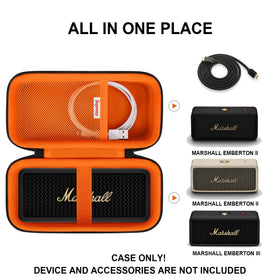 Supmay case opened to reveal soft lined compartment and elastic strap securing the Emberton