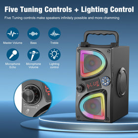 SUPNIU A50 back ports showing AUX USB TF and power for versatile connections