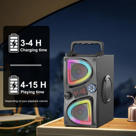 SUPNIU A50 on picnic blanket demonstrating outdoor use and robust sound