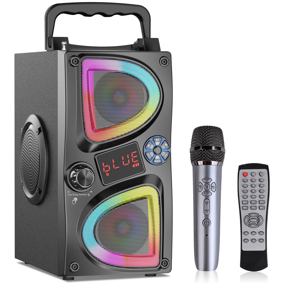 SUPNIU front view showing controls and clear sound for easy party setup