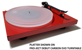 SUPREMETECH acrylic platter with belt-drive space highlights compatibility