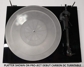 SUPREMETECH acrylic platter closeup shows glossy finish and premium feel