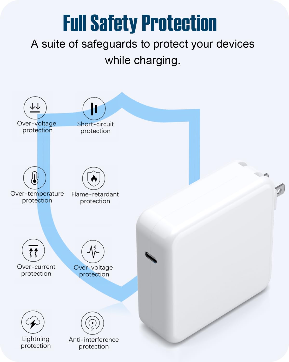 Suprspc charger connected to a MacBook Pro, fast charging while working at desk