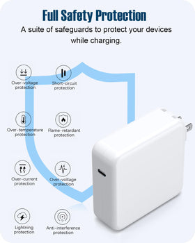 Suprspc charger connected to a MacBook Pro, fast charging while working at desk