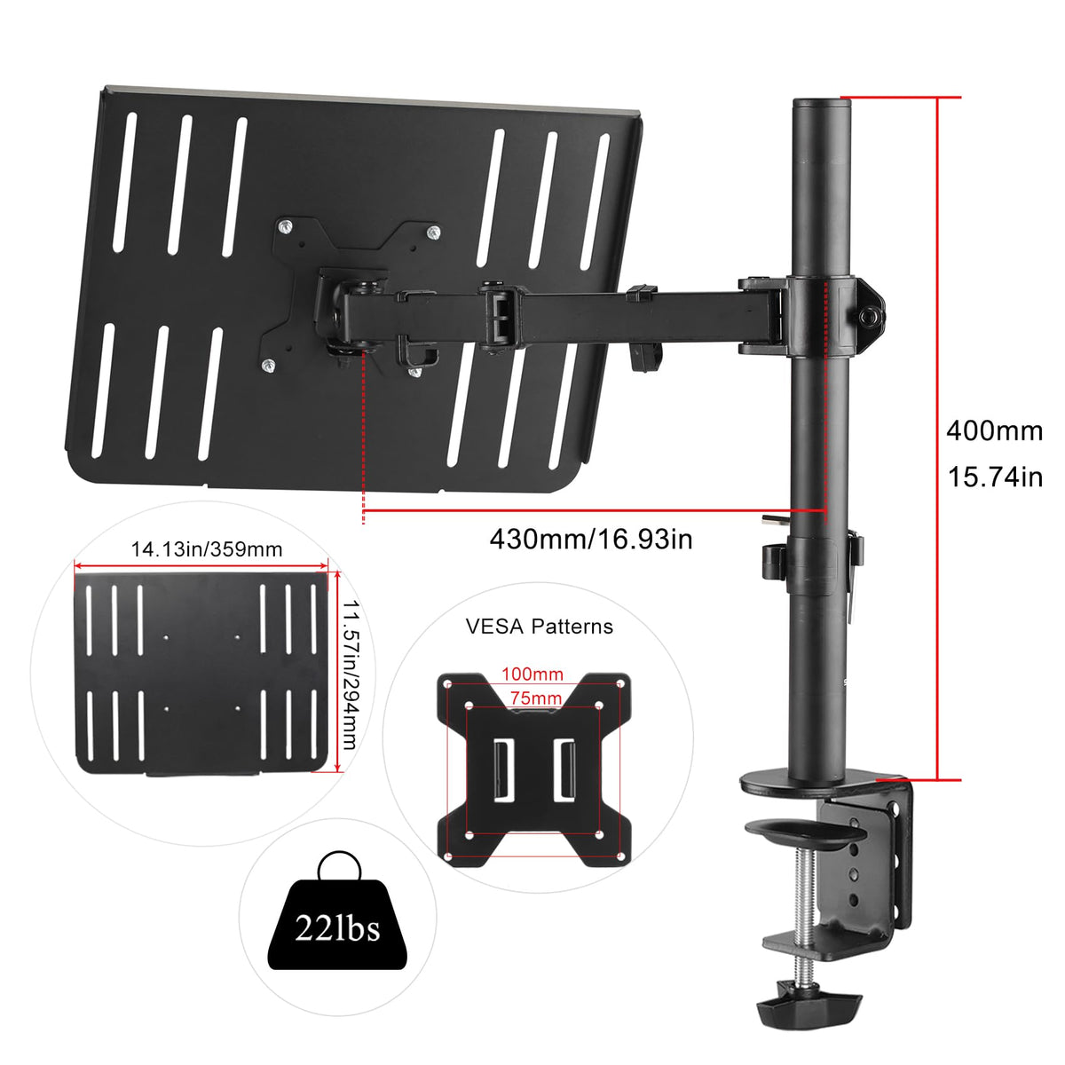 suptek arm articulation side view, demonstrates adjustable positioning for ergonomics