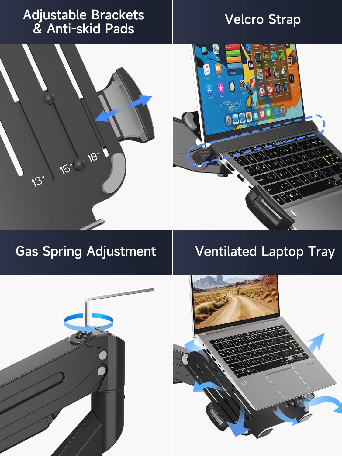 suptek arm tilt and rotation action enabling ergonomic positioning