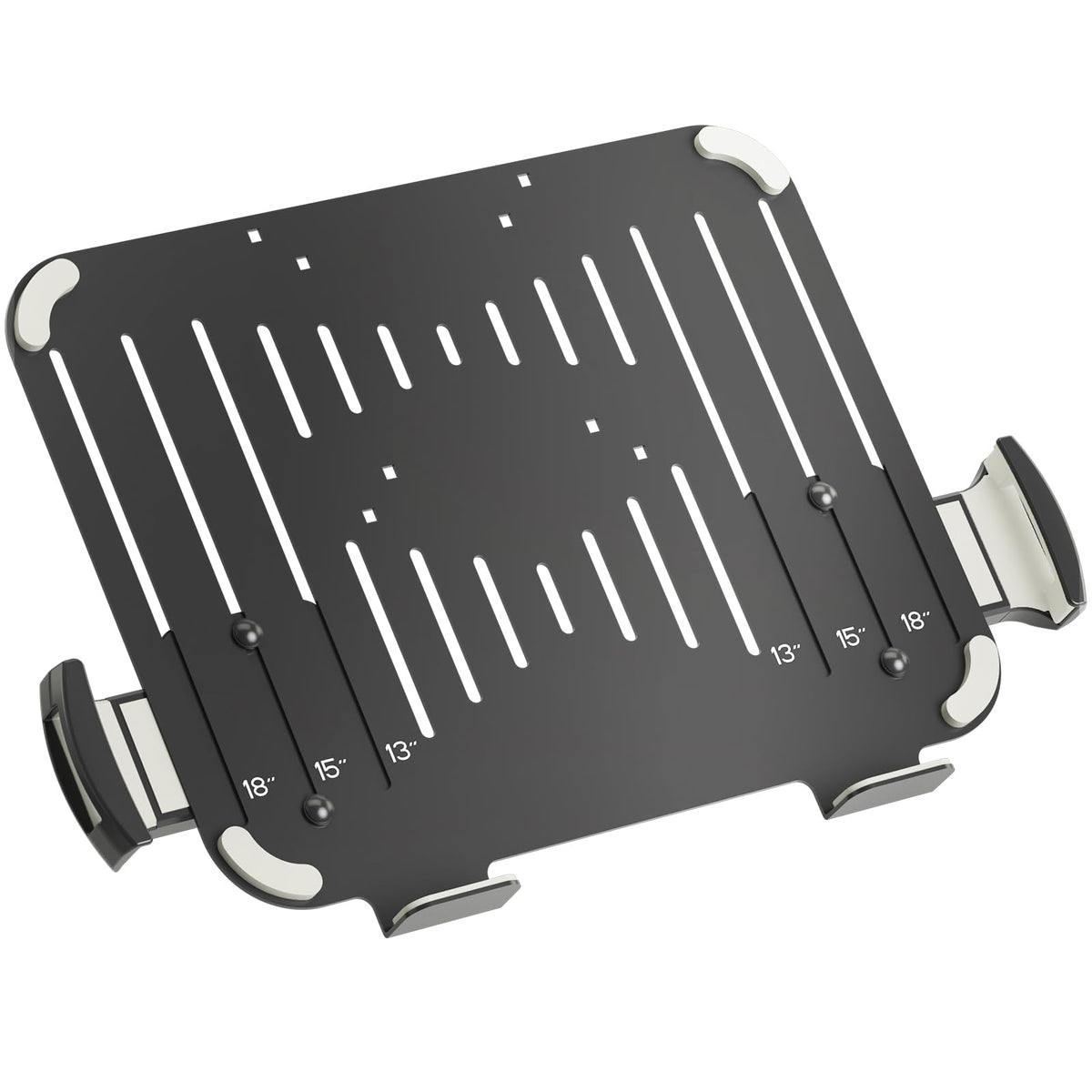 Suptek laptop tray with secure clamps for 13–18 inch laptops on monitor arms.