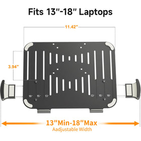 Suptek ventilated laptop tray promotes airflow to prevent overheating on a mounted setup.