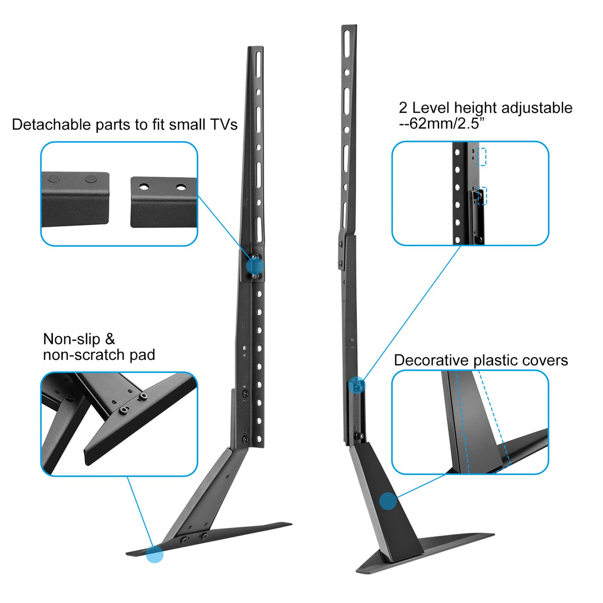suptek next to ruler scale showing size compatibility for 22 to 65 inch TVs