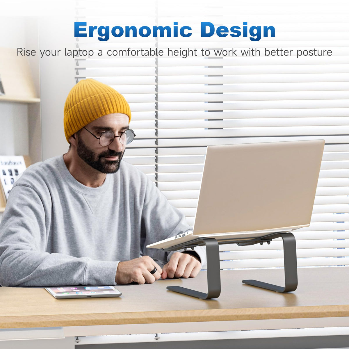 suptek with laptop on stand improving screen angle benefit