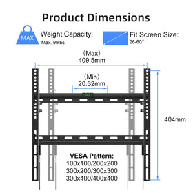 Suptek 400x400 VESA compatible mount for easy, universal TV attachment.