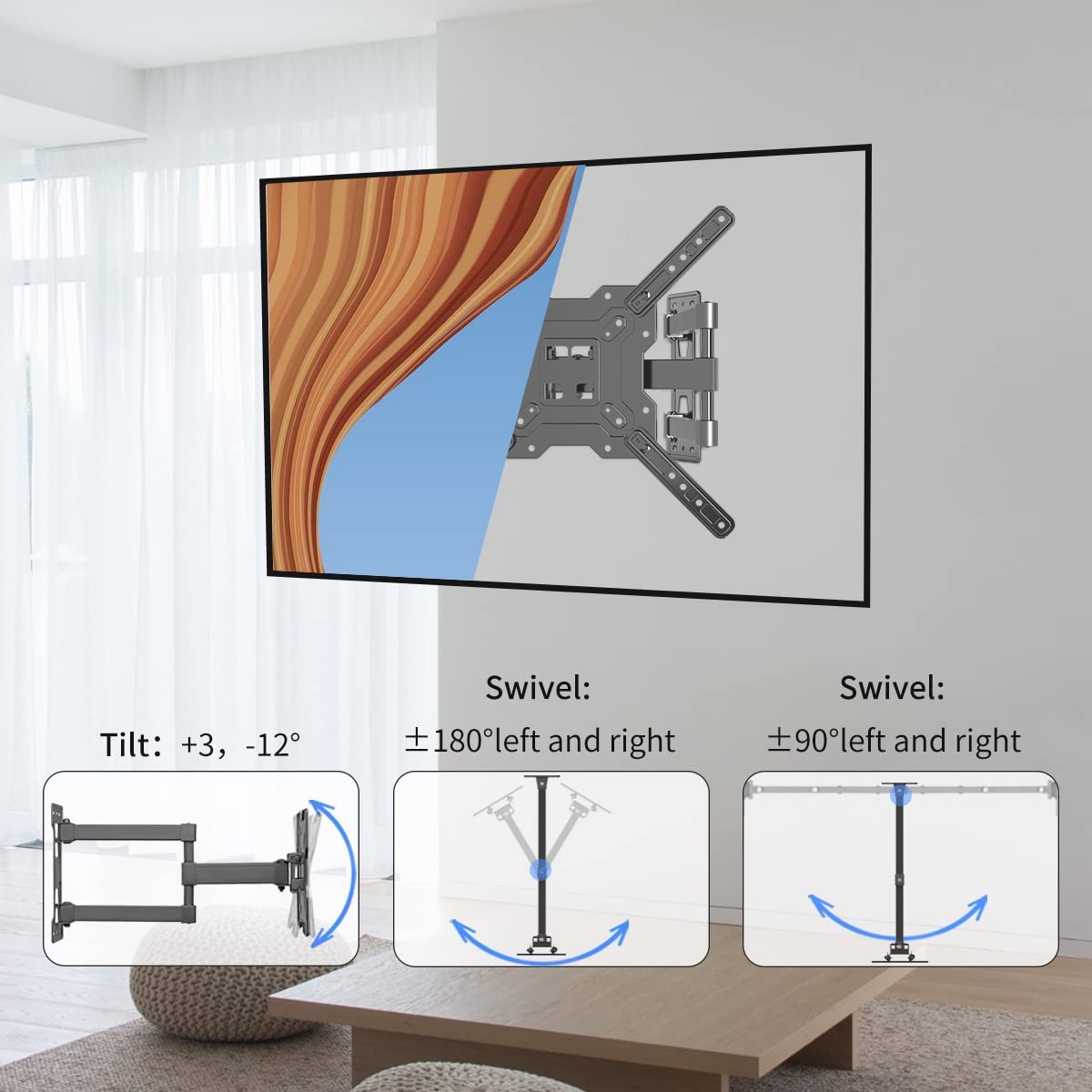 Suptek TV wall mount compatible with 23–60 inch screens for flexible setups