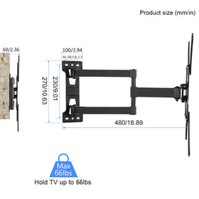 Suptek wall mount showing 400x400 mm VESA compatibility for stability