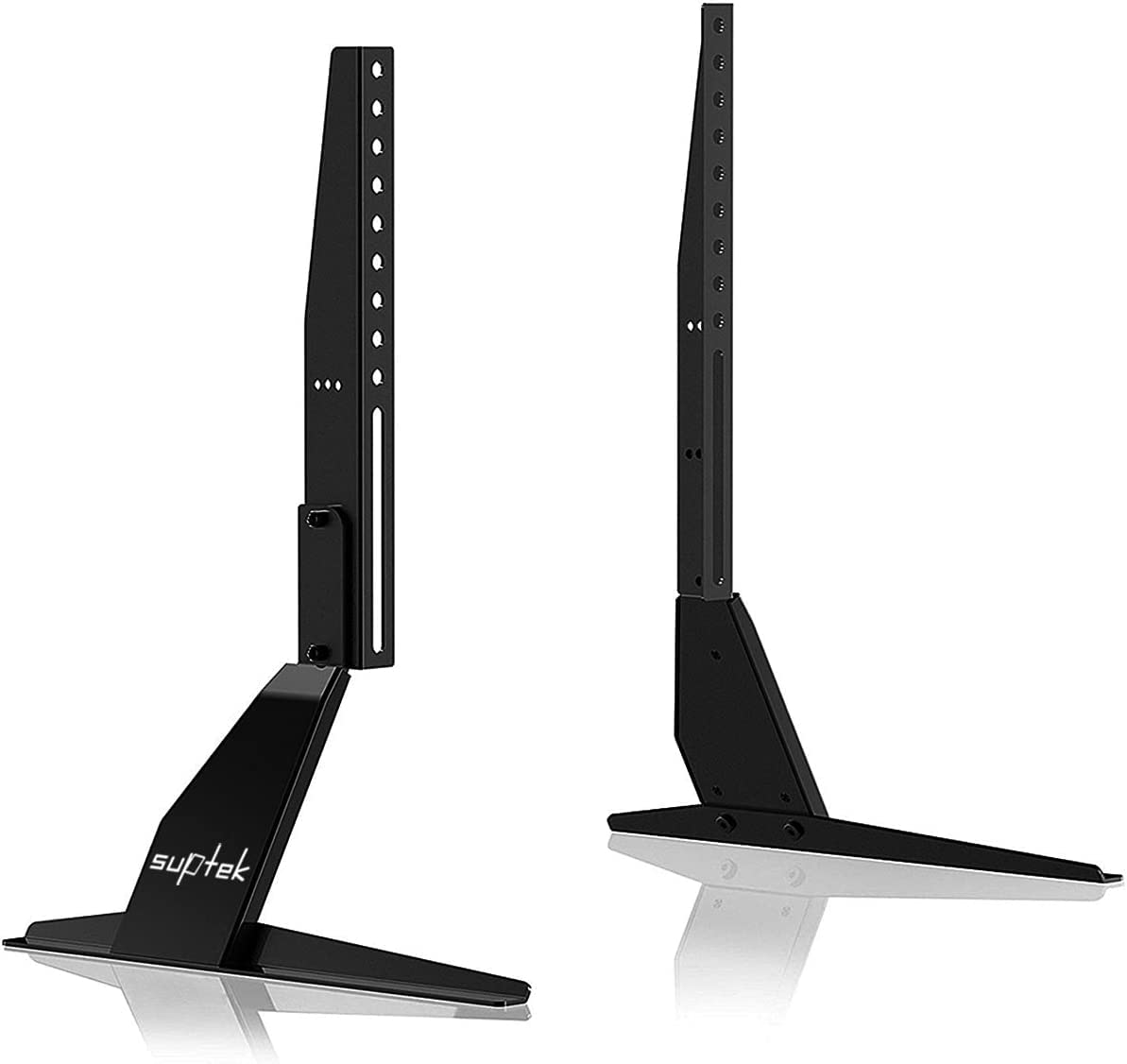 Suptek universal TV stand legs front view with sturdy table-top support