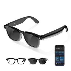SUPXJTAI AI Smart Glasses camera lens capturing stabilized 1080p footage for vlogging.