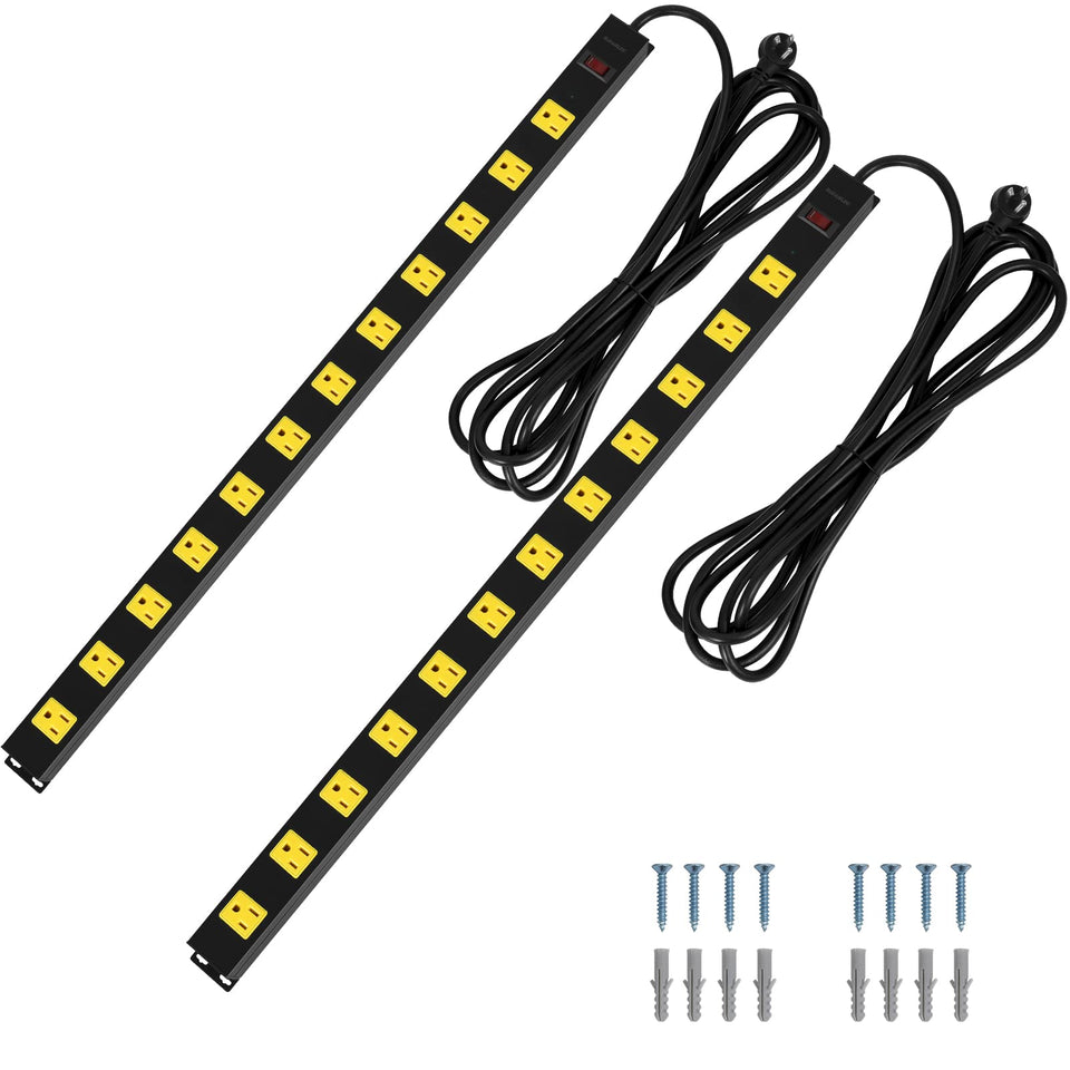 SURAIELEC 12-outlet power strip with angled plug for clutter-free workbenches
