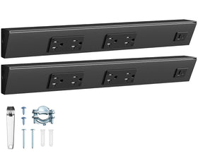 SURAIELEC angled trapezoid under-cabinet strip keeps outlets accessible and tidy.