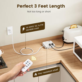 SURAIELEC indoor-use setup powering lamp and fan with wireless control.
