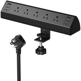 SURAIELEC desk clamp power strip edge-mount lets you attach to a desk without drilling for tidy cables.