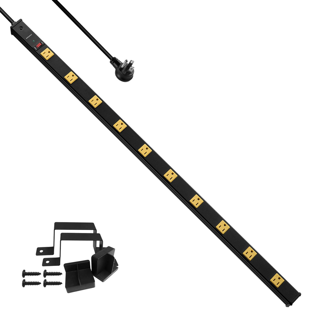 SURAIELEC front view showing ten outlets and organized power distribution benefit