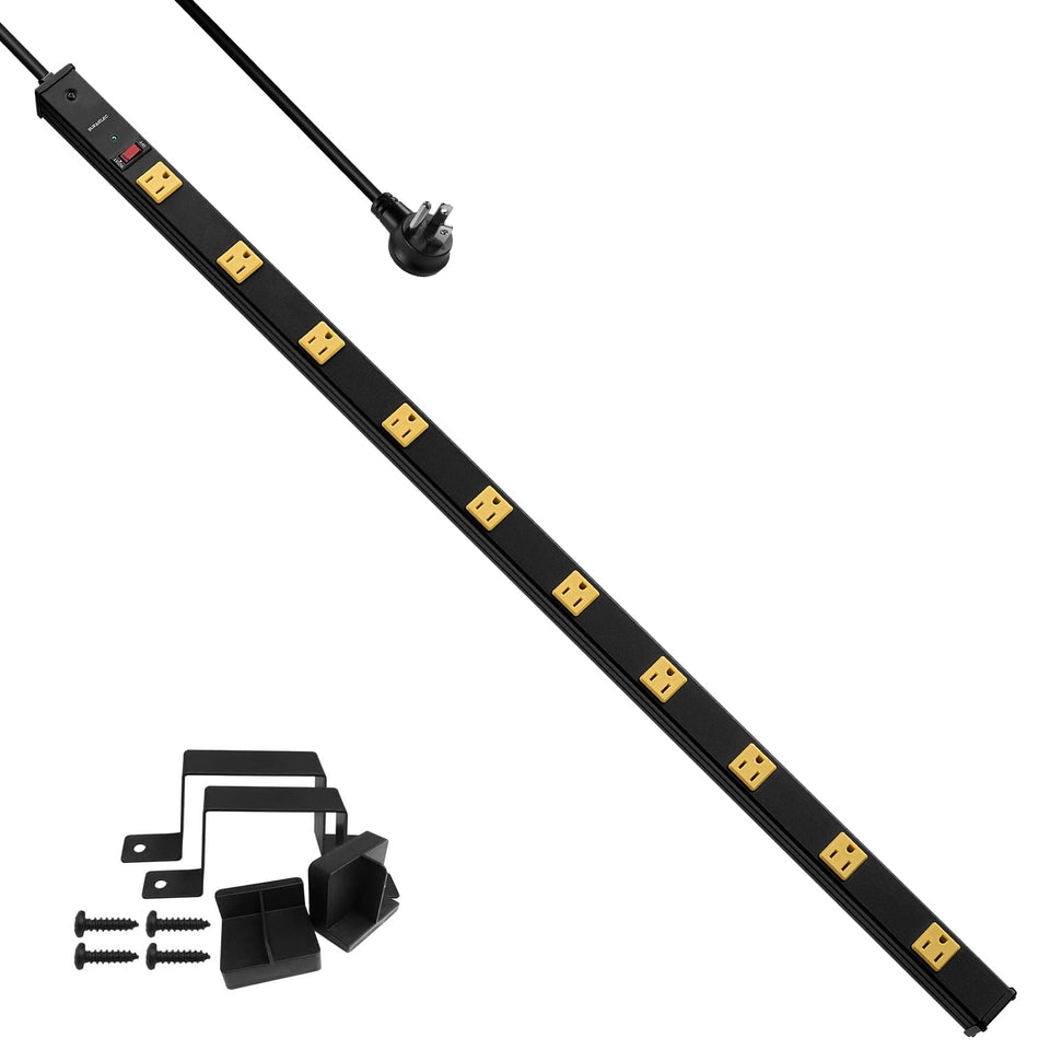 SURAIELEC front view showing ten outlets and organized power distribution benefit