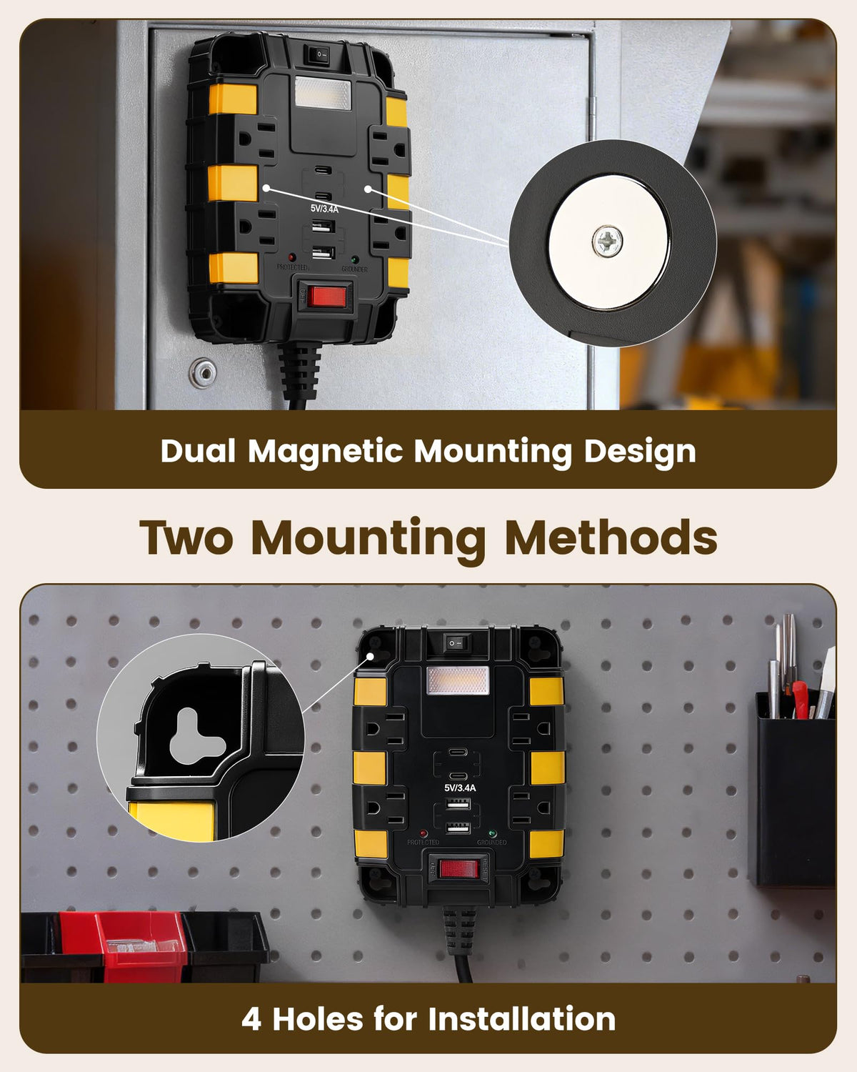 SURAIELEC work light improves visibility in dim areas.