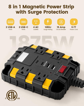 SURAIELEC power strip USB ports enabling simultaneous device charging.
