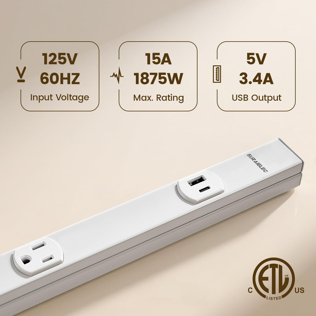 SURAIELEC USB-A and USB-C ports enabling quick charging on demand.