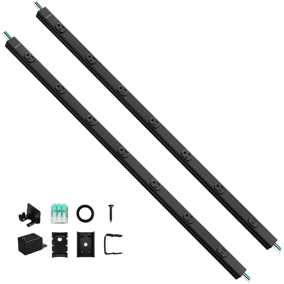 SURAIELEC hardwired under-cabinet power strip with six outlets keeps countertops tidy