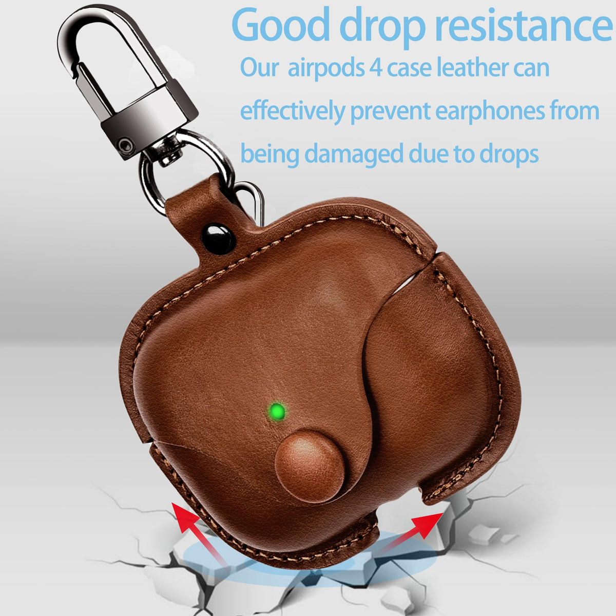 SURANBULI leather AirPods 4 case with keychain attached for easy portability