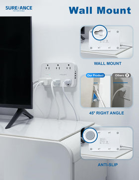SUREANCE mounted under desk to save space and secure cables