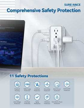 SUREANCE 45-degree plug design and 6 ft cord