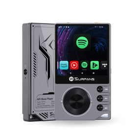 Surfans F20 Pro front view showing compact CNC chassis for portable listening.