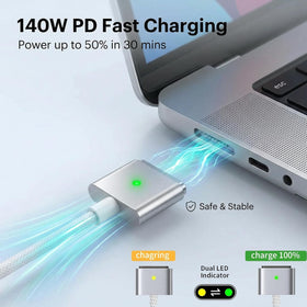 SURGKET charging MacBook Pro 14-inch in use, stable magnetic connection while working