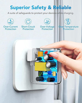 SURGKET AC plug and adapter socket detail illustrating sturdy build and safe connection