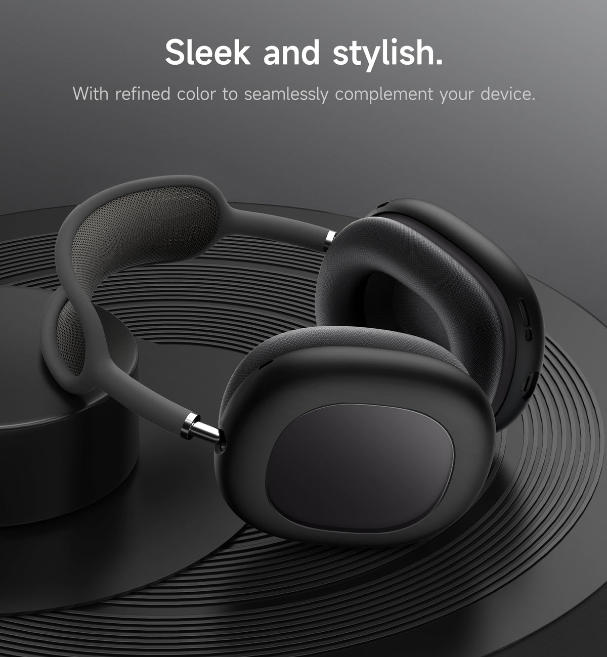 SURITCH AirPods Max case cover side view provides easy access to controls