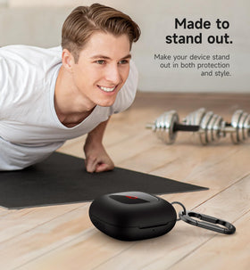 SURITCH Beats Fit Pro case clips to a belt or bag for hands-free use.