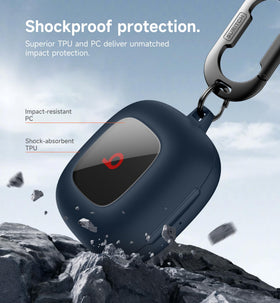 SURITCH Beats Fit Pro case blue charging slot detail for easy access