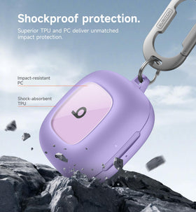 SURITCH Beats Fit Pro case stone purple charging slit demonstrates easy charging access.