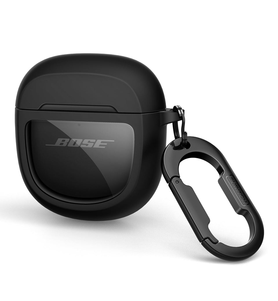 Suritch protective case for Bose QC Earbuds II with carabiner for on-the-go protection.