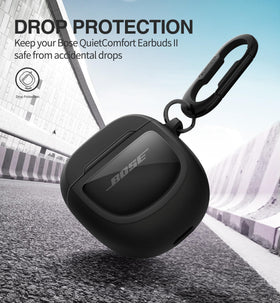 Durable, scratch-resistant protection for Bose QC Earbuds II with shockproof TPU and PC shell.