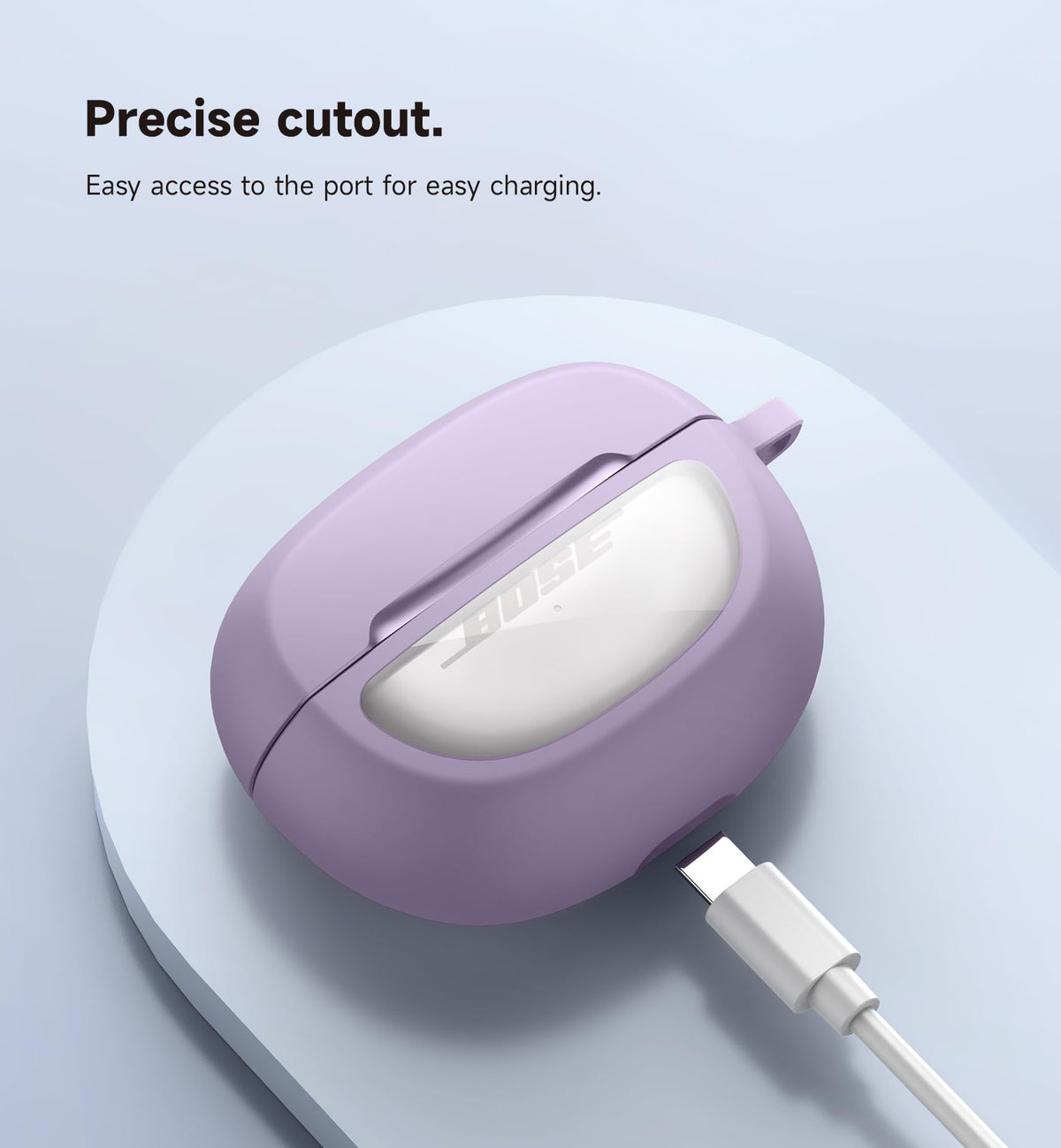 SURITCH Bose Ultra Open case purple with adhesive strips securing the lid.