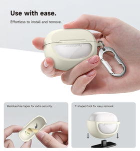 SURITCH White Bose Ultra Open case with carabiner ready for travel