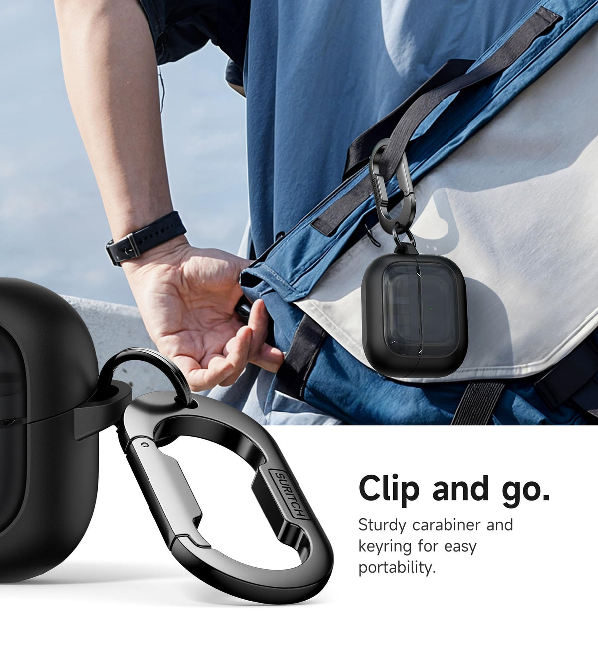 SURITCH Buds3 Pro case supports wireless charging for easy power