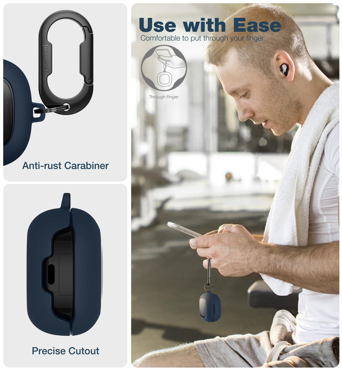 SURITCH case attached to backpack demonstrating easy on-the-go portability