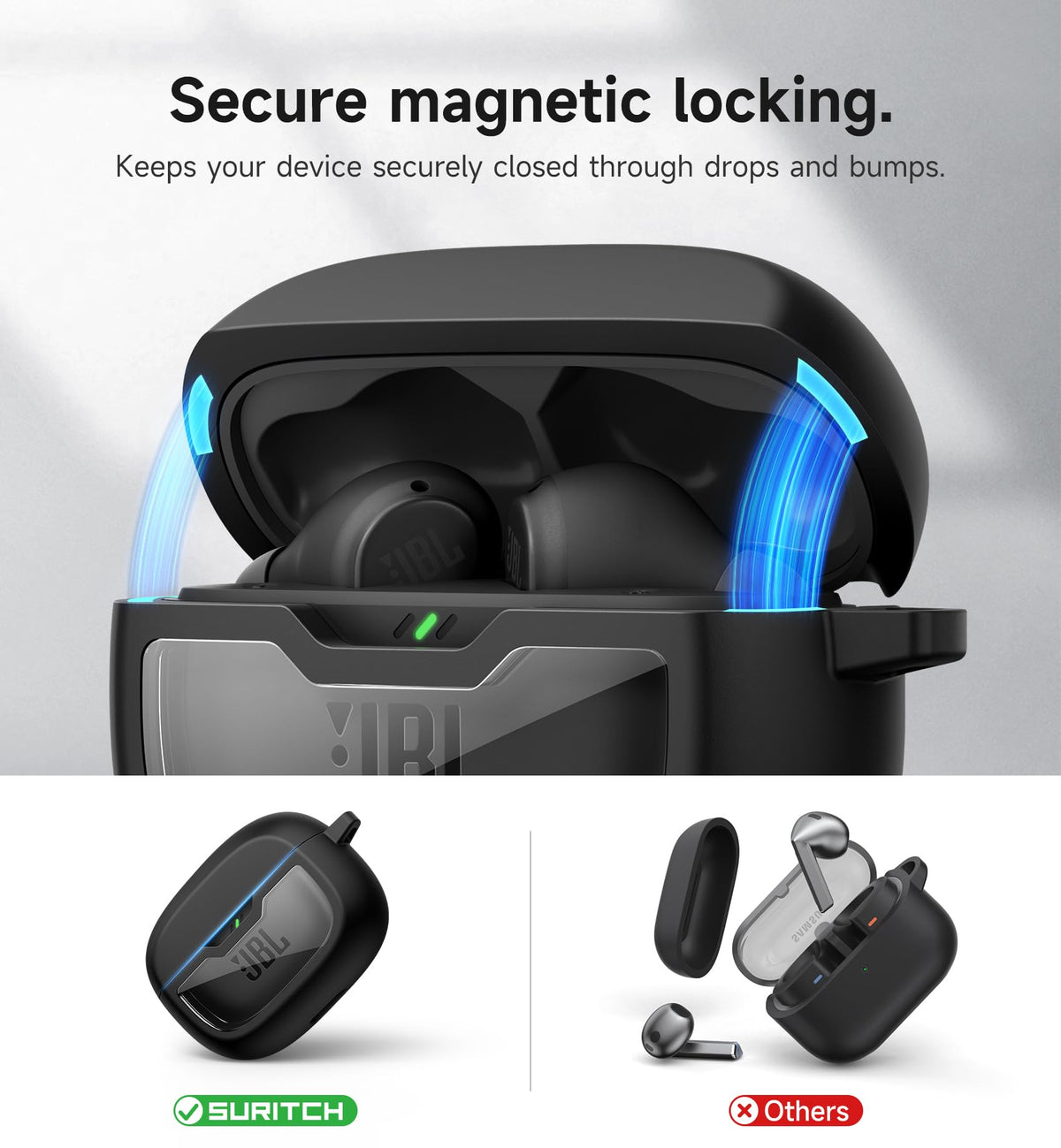 SURITCH case with carabiner enables easy attachment for JBL Vibe Beam