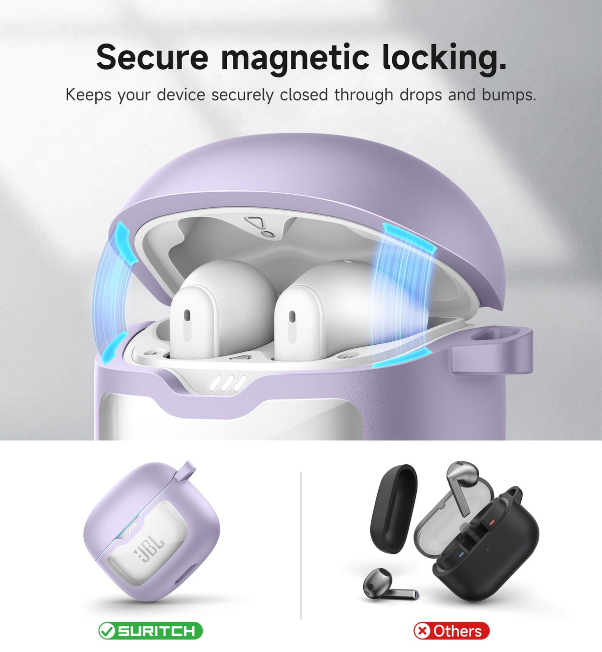 Rugged TPU and PC window protect JBL Tune Flex while keeping logo visible